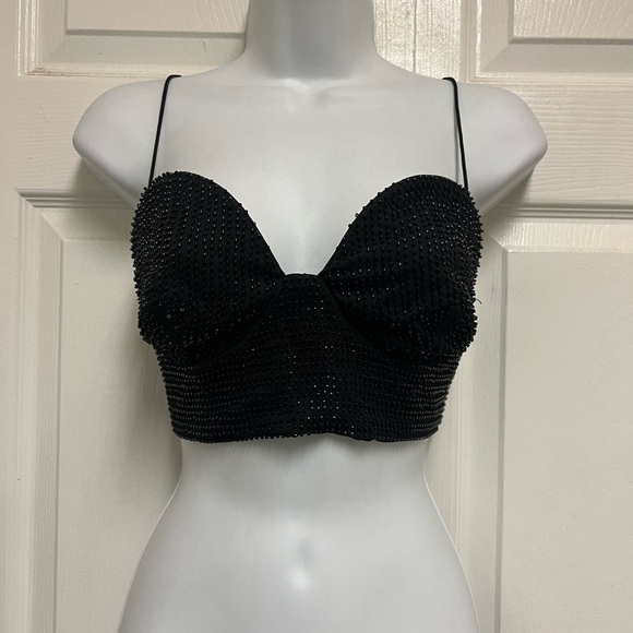 Julia By Love J Black Rhinestone Cropped Cami - Picture 8 of 11